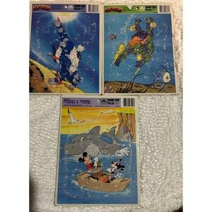 Vintage Golden Frame-Tray Puzzle Lot Centurions Mickey Minnie Mouse 1980s 3pc